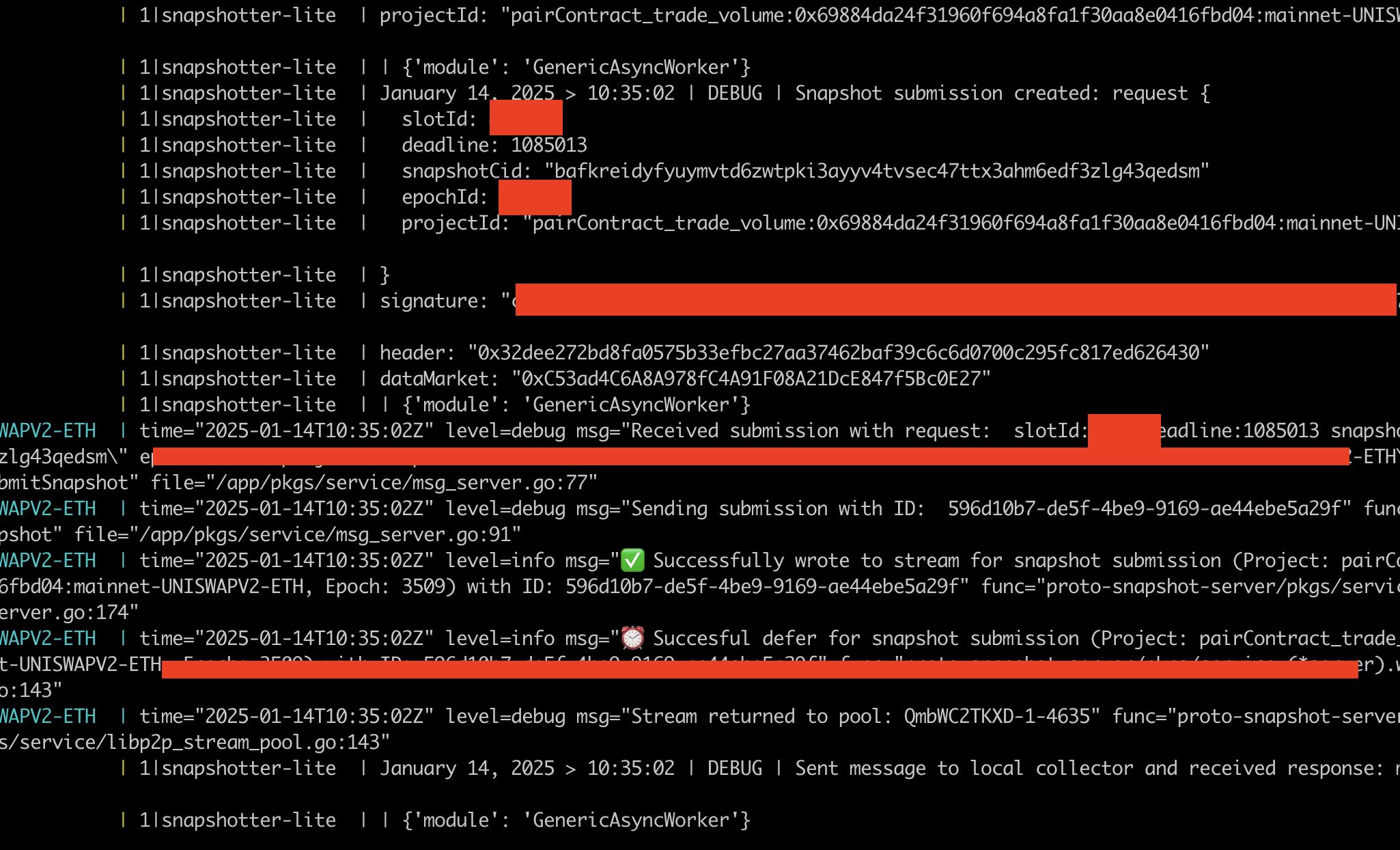 Sample node logs