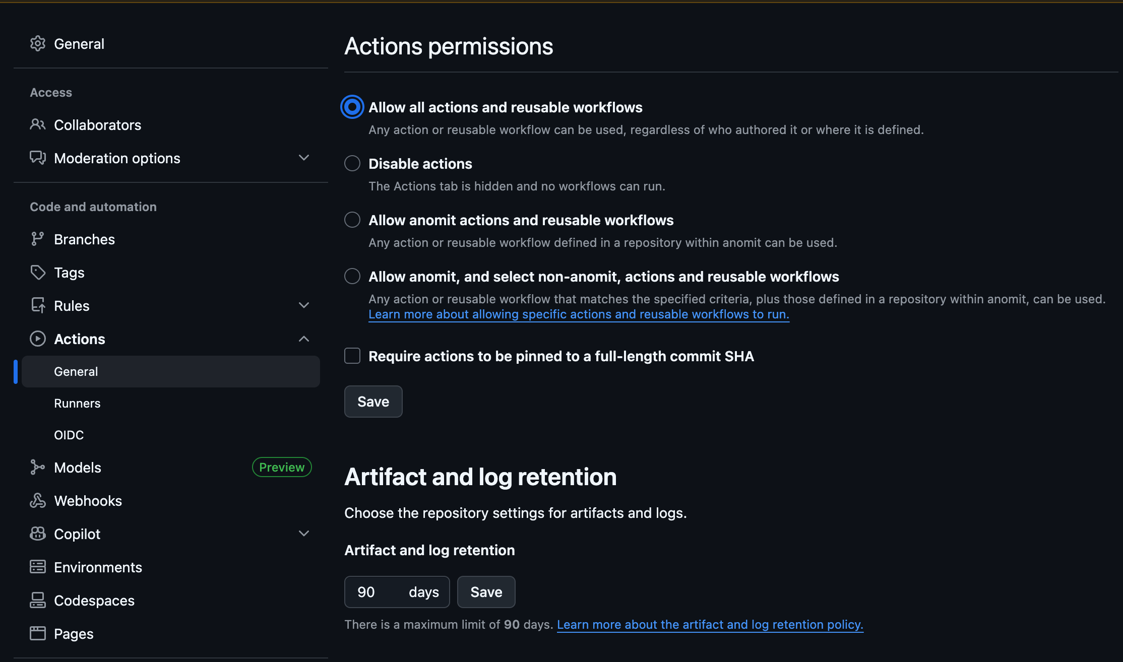 Enable GitHub Actions on the Aeon fork — Settings → Actions → General, allow workflows