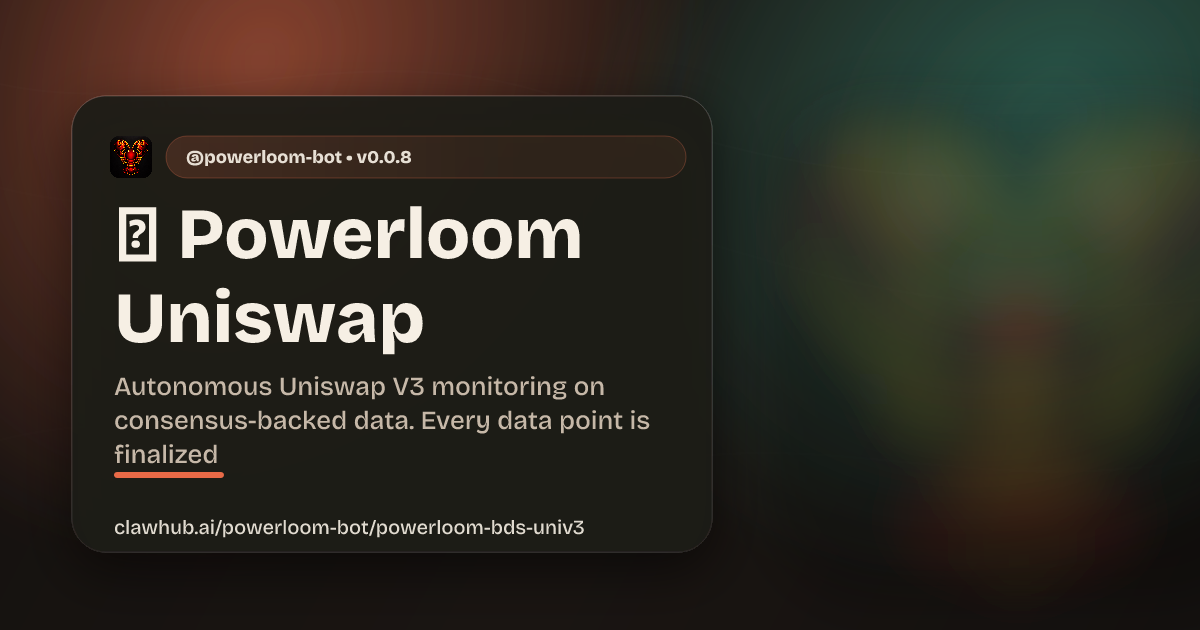 ClawHub card for the Powerloom Uniswap V3 timeseries data skill